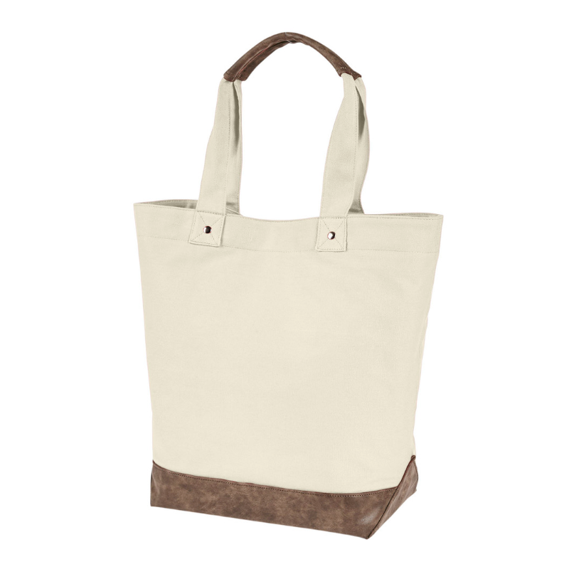 Authentic Pigment Canvas Tote (Natural/Black Text) Main Image